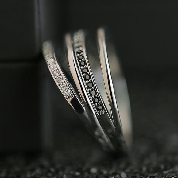 💥 Full CZ Micro Pave Double Layer Basic Style Rings For Woman, HA4189-6 - Picture 2 of 3